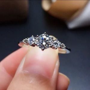 Delicate Silver White Sapphire Ring
